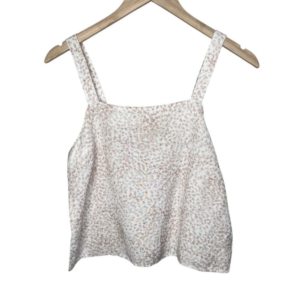 Cloth & Stone Square neck linen blend Button Back Beige tank top XS